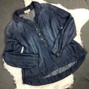 Anthropologie Cloth & Stone Chambray High-Low Top